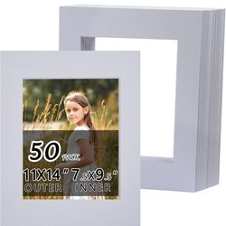 Falling In Art 50 Pack White Acid Free Pre Cut Mats 11x14”