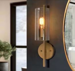 17 in H. Modern Cylinder Powder Room Wall Sconce light