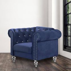 Emma Royal Blue Polyester Armchair For Sale