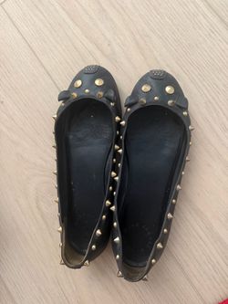 Black Leather Studded Ballet Flats Marc Jacob