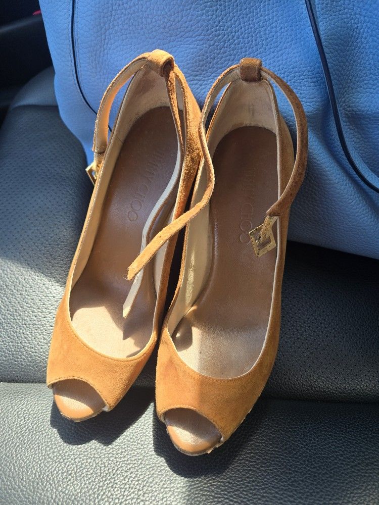 Jimmy Choo ⭐Wedge Brown Tan Women Shoes 35.5 Size US 5