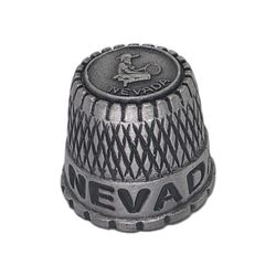 Vintage Nevada Tennis Player Pewter Thimble State Souvenir Sewing Collectible