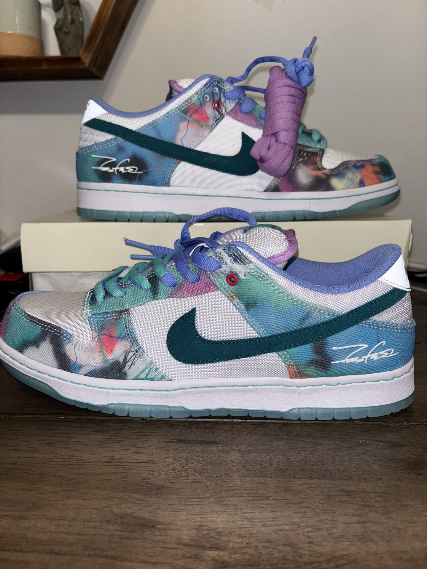 New Nike Dunk Low Futura Bleached Aqua Size 12