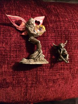 Vintage Gallo Pewter fairy figure desinged in 1992 set of 2 piece Culver City area