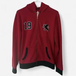 Vintage Y2K Express Black & Red Full Zip Hoodie Sweatshirt Jacket Coat