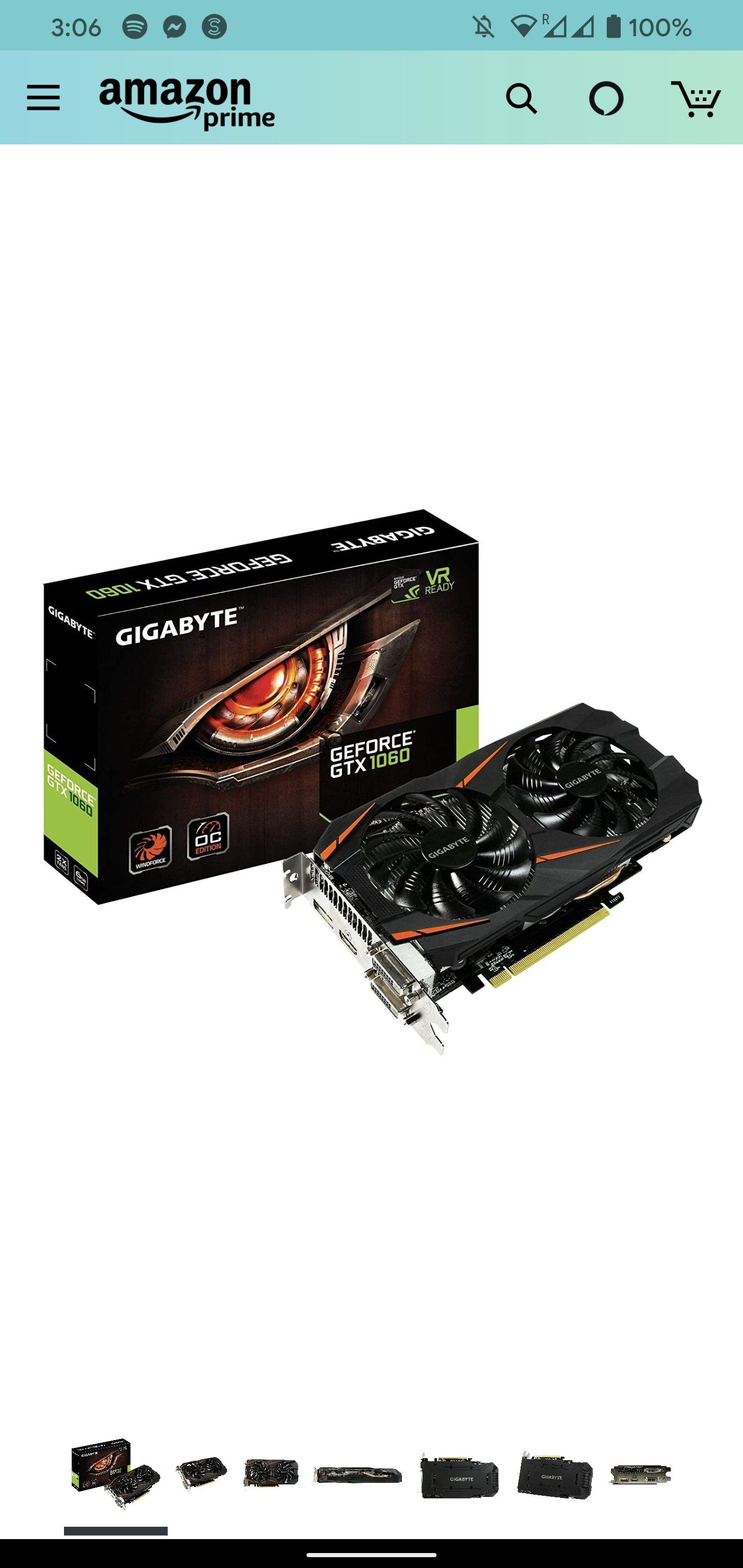 Nvidia GTX 1060 - 6GB VR compatible (Gigabyte)