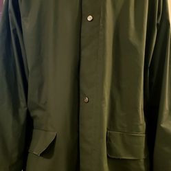 HELLY HANSEN WORK WEAR LONG GREEN RAIN COAT