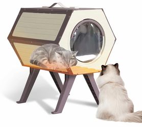 AIR107 Indoor/Outdoor Heated Cat House with Heated Pad|Durable PP Construction