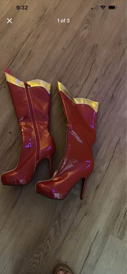 Red pleather Wonder Woman boots - brand new