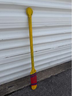 58” Yellow Rustic Wooden Decorative Boat Oar Coastal Nautical Decor!