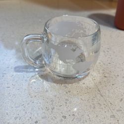 2 Vintage 1970 Nestle Clear Glass Globe World Cup Mug