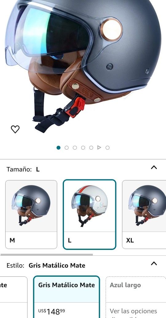 Casco de motocicleta L de cara abierta para adultos, aprobado por DOT, casco retro Vespa 3/4, doble visera, casco de motocicleta para hombre y mujer,