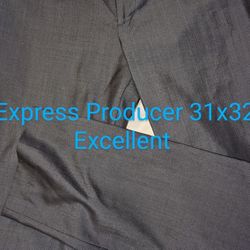 Mens Dark Gray 31/32, By Express Producer, 55% Polyester, 45% Wool Lining, 2 Side Pockets, 2 Buttoned Rear, Light Weight, Spring, Summer, Fall.