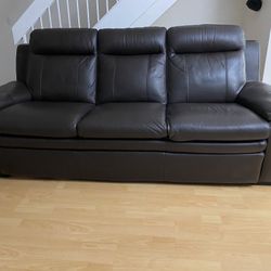 Comfortable Dark Brown Grain Leather SOFA from Macy's Furniture