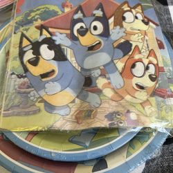 Blue Plates Napkins  And Cups New