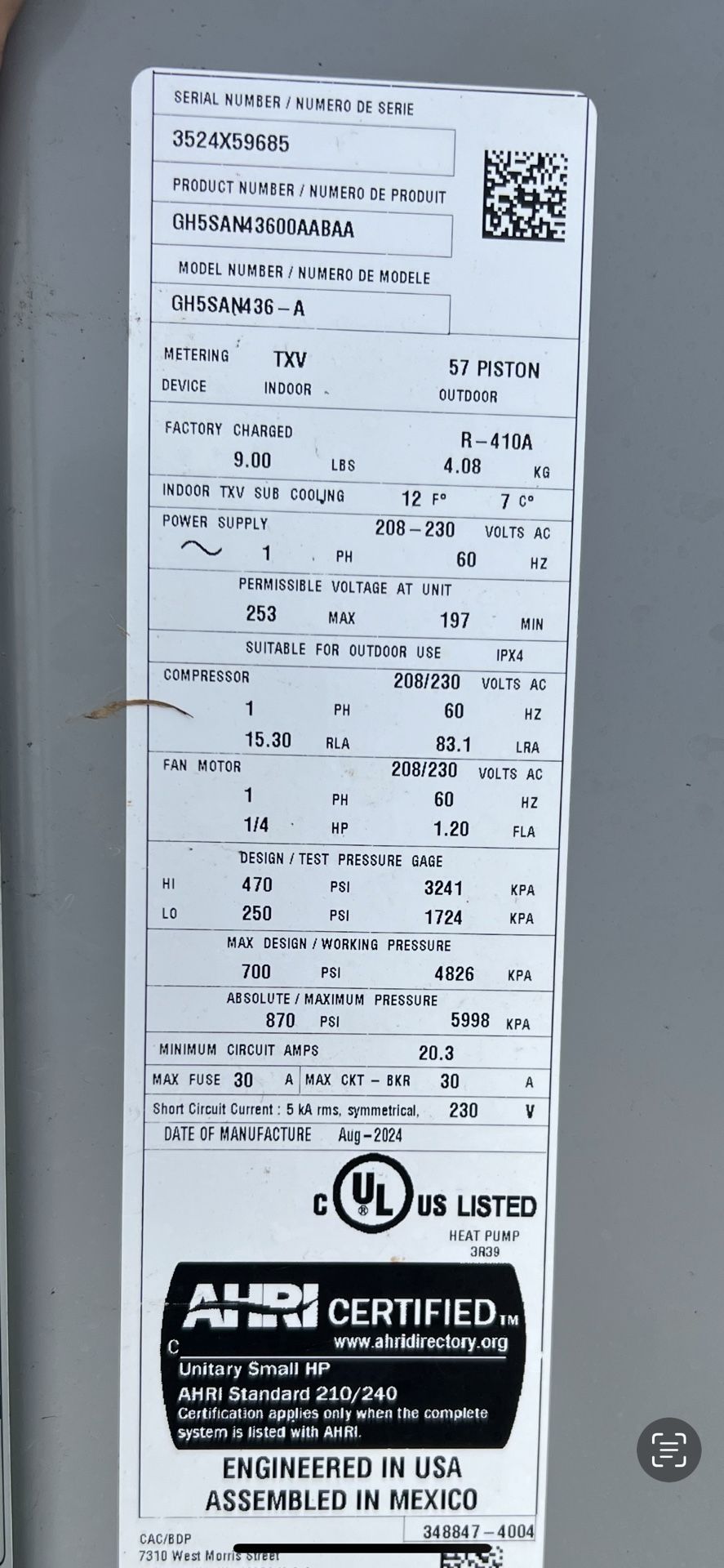 2024 3Ton CARRIER HEAT PUMP, COIL, and AIR HANDLER