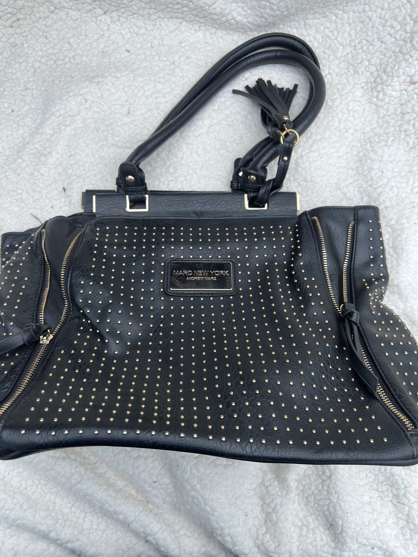 Marc New York By Andrew Marc Black Faux Leather Tote/Satchel/Shoulder Bag 