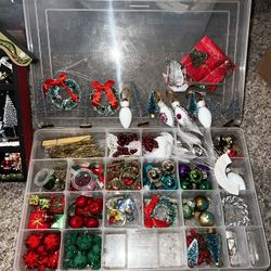 Lot of various small Christmas crafts w divided organizer 