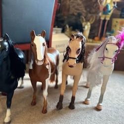 Large 18” Toy Horses – Doll Size – Set of 4 – Kids Play