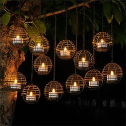 Hanging Globe Wire Tealight Lanterns Set