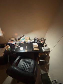 Black Wood Corner Desk with chair