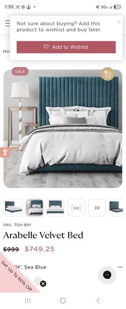 Arabelle Velvet Bed/ Mattress 