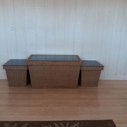 Wicker Coffee Table And End Tables 