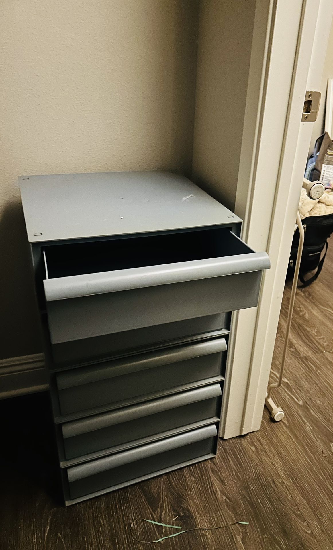 Storage Drawers / Nightstand (one Brown Wood, One Grey Plastic) , Twin Futon Frame