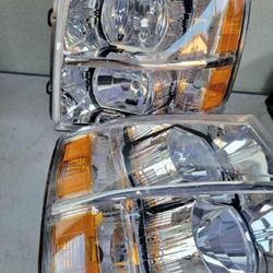 07-13 Chevrolet Silverado Headlights Luces Micas Calaveras Faros Faroles Focos Chevy Headlamps 
