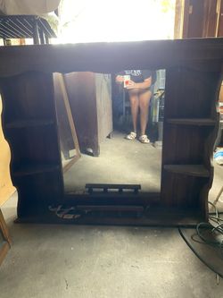 Antique Wood Dresser Mirror