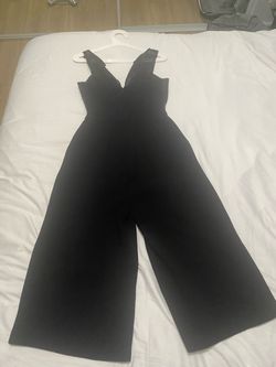 Black Wide-Leg V-Neck Jumpsuit