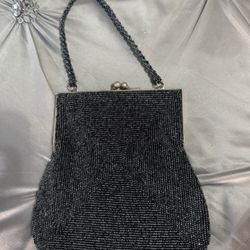 Grey Beaded Purse