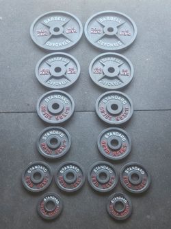 255 lb Olympic Weight Plate Set – Clean, Matching, Ready to Use