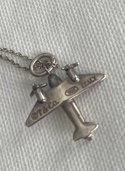 Tiffany & Co Airplane Pendant Necklace w/ Pouch Sterling Silver 16" Cable Chain
