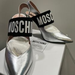 MOSCHINO Couture Silver Metallic Heels 