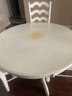 Solid wood white  table with 4 chairs