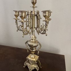 Vintage Ornate Brass Candelabra 5 Arms 6 Candle Holder