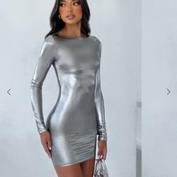 BABYBOO “Kyranni Mini Dress” -Gunmetal sz Med 