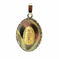 Men’s or Women’s 14k Tricolor Rose White Yellow Gold 1.5” Inch Oval Our Lady of Guadalupe Pendant for Necklace GP3135432