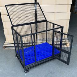 $150 (New in box) Folding dog cage 37x25x33” heavy duty single-door kennel w/ plastic tray 