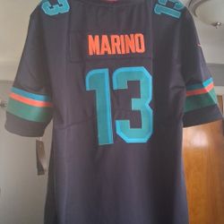 BRAND NEW w/TAGS STITCHED  DAN MARINO #13   IN CURRENT"DARK WATERS RIVALRY"  MIAM DOLPHINS JERSEY! SIZE XL!  LISTED ON OTHER SITES!