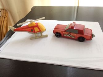 Vintage Tonka fire Dept number 7 car and helicopter