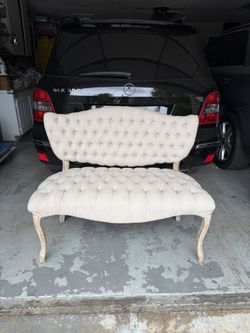 45” Loveseat, 2-Seat Tufted Bench with Wing Back