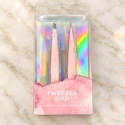 Pink Tweezer Duo Set – Pointed & Slanted Tips