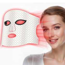 Red Light Therapy For Face, 7 Modes Portable Therapy Mask With 3000mah Rechargeable Remote, Blue, Orange, 850nm Infrared & Red Light Mask, 400 Leds Fo