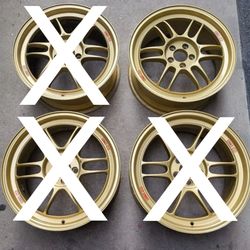 (1) Single 17 Inch Enkei RPF1 Gold Rim Wheel 5x100
