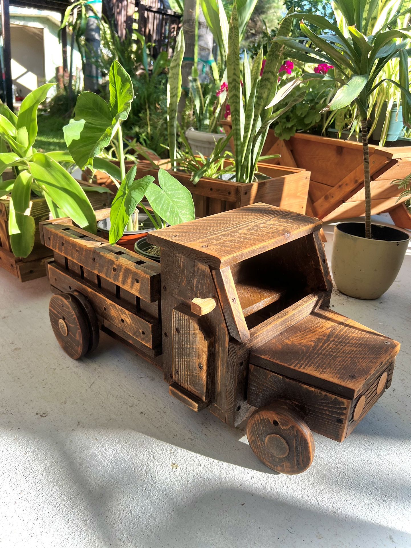 Plants With Truck And Trailer Planter