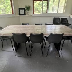 Solid Wood Dining Table With 8 Chairs And 4 Barstools