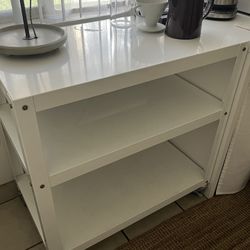 CB2 White Metal Shelf Rolling Cart