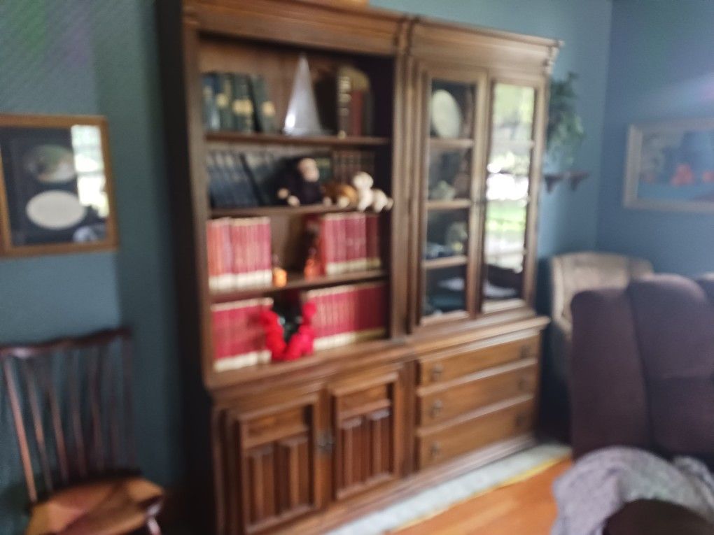 Ethan Allen 1980 Royal Charter Oak Bookcase Display Cabinet 